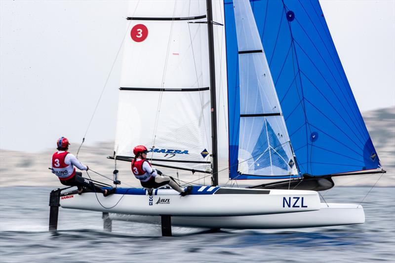 Micah Wilkinson/Erica Dawson (NZL) - Nacra 17- Paris 2024 Olympic Sailing Test Event, Marseille, France Day 4 - July 12, 2023 - photo © Sander van der Borch / World Sailing