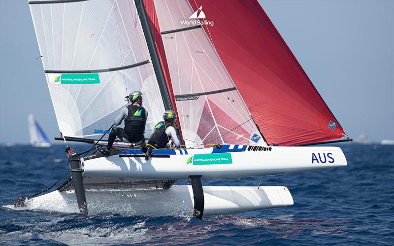 Darren Bundock and Lisa Darmanin on the Nacra 17 in Marseille photo copyright Sander van der Borch / World Sailing taken at  and featuring the Nacra 17 class