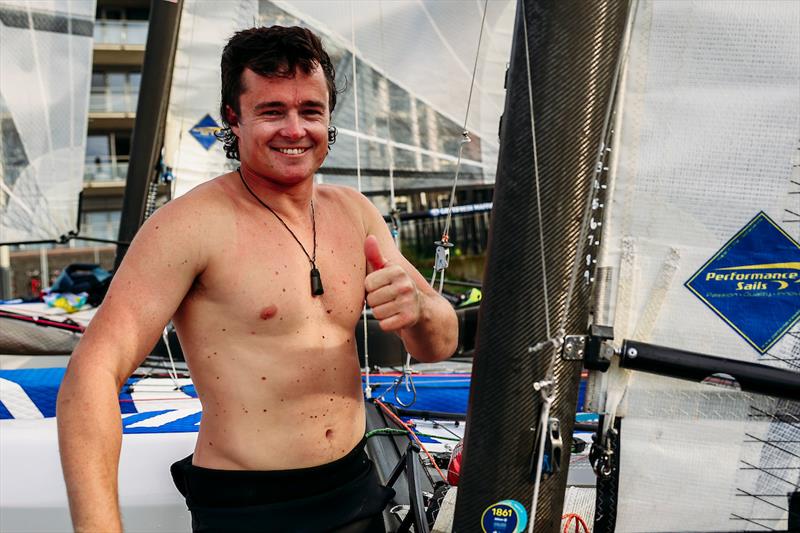 Micah Wilkinson - NZL - Nacra 17-  Day 6, 2023 Allianz Sailing World Championships, The Hague, August 16, 2023  photo copyright Sailing Energy / World Sailing taken at  and featuring the Nacra 17 class