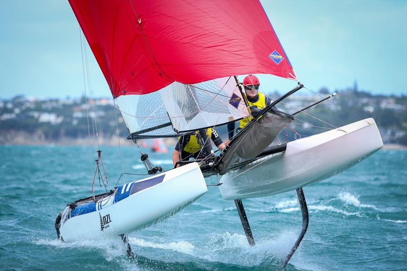 Nacra 17 - Oceanbridge Sail Auckland Regatta - February 2024, Torbay Sailing Club, New Zealand photo copyright Yachting New Zealand taken at Torbay Sailing Club and featuring the Nacra 17 class