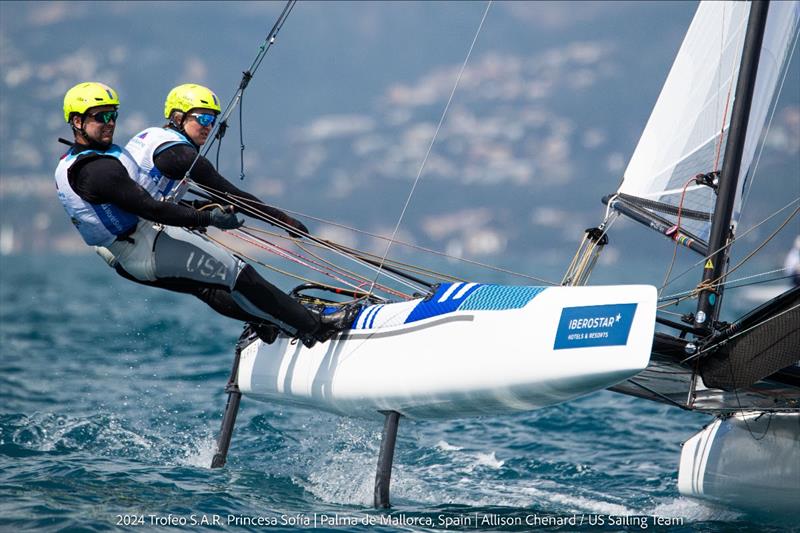 US Sailing Team at the 2024 Trofeo Princesa Sofía - Day 4 photo copyright Allison Chenard / US Sailing Team taken at Real Club Náutico de Palma and featuring the Nacra 17 class