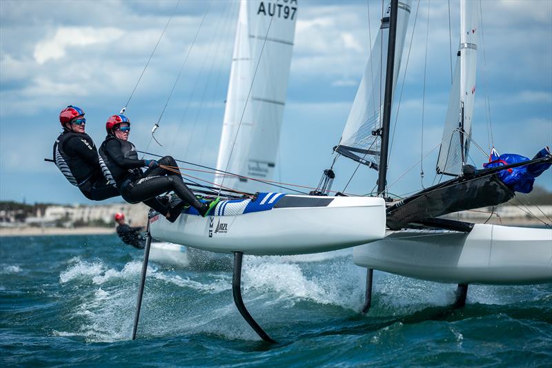 Nacra 17 Worlds at La Grande Motte Day 1 photo copyright YCGM / Didier Hillaire taken at Yacht Club de la Grande Motte and featuring the Nacra 17 class