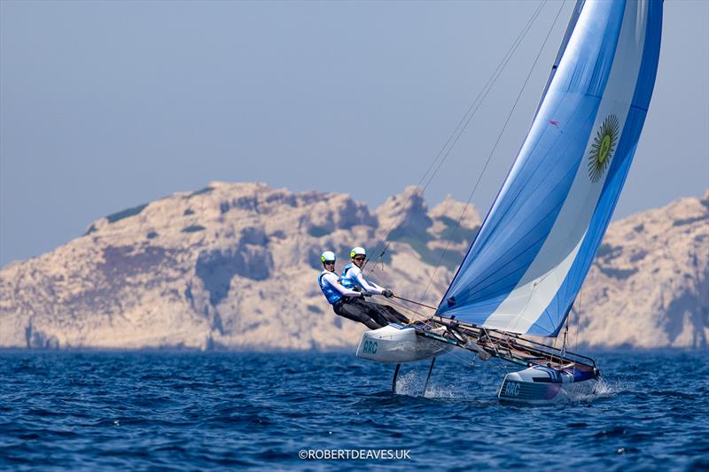 ARG - Nacra 17 - Paris 2024 Olympic Sailing Competition photo copyright Robert Deaves / www.robertdeaves.uk taken at  and featuring the Nacra 17 class