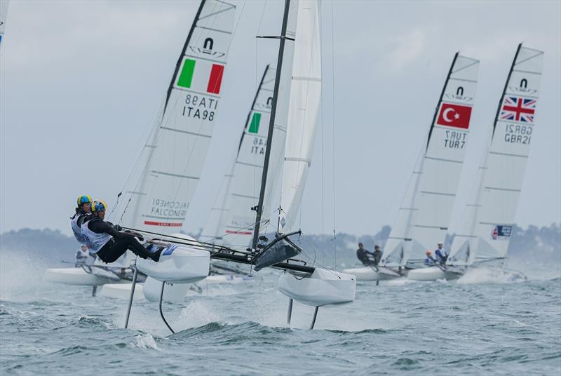 2026 49er, 49erFX & Nacra 17 Worlds at Quiberon Day 3 photo copyright Sailing Energy taken at Institut National du Nautisme and featuring the Nacra 17 class
