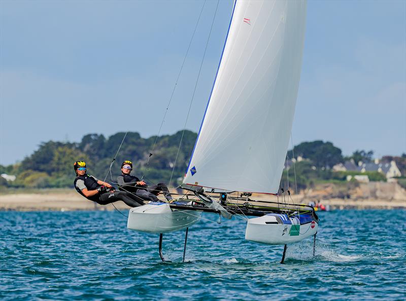 Archie Gargett and Sarah Hoffman during the 2026 49er, 49erFX & Nacra 17 Worlds at Quiberon - photo © Sailing Energy