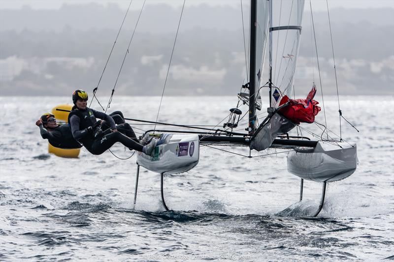 Archie Gargett and Sarah Hoffman photo copyright Beau Outteridge / Australian Sailing Team taken at Real Club Náutico de Palma and featuring the Nacra 17 class