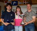 Chris and Tim Hampshire presented with the Scottish Daily Express Trophy by PRO, Sally Mackay in the Scottish National 12 Championship at Solway Yacht Club &copy; Margaret Purkis