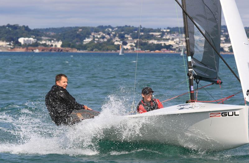John Meadowcroft & Dan Meadowcroft win the Sir William Burton Cup Race during National 12 Burton Week 2018 at Brixham photo copyright Gareth Fudge / www.boatographic.co.uk taken at Brixham Yacht Club and featuring the National 12 class