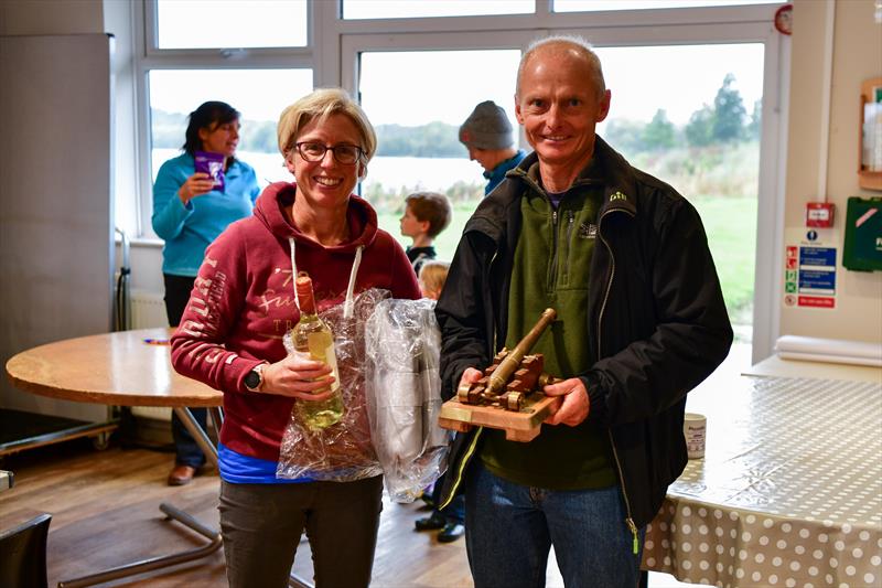 Ian and Alex, trophy and Dinghy Shack prizes during the National 12 Dinghy Shack Open at Ripon photo copyright Tony Dallimore taken at Ripon Sailing Club and featuring the National 12 class