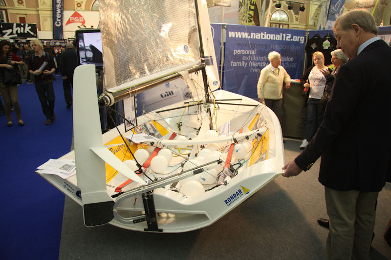 Dihedral winglets on a National 12 at the 2012 Dinghy Show photo copyright Mark Jardine taken at RYA Dinghy Show and featuring the National 12 class