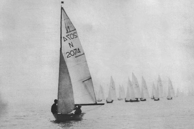 March Hare leading the Burton Trophy race, with 196 boats behind - one of the great moments of change in UK domestic dinghy racing! photo copyright M. Jackson taken at  and featuring the National 12 class