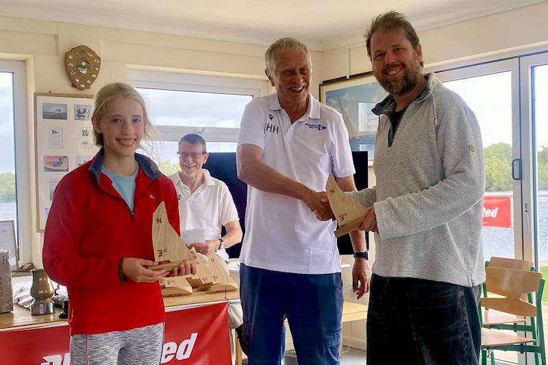 Third placed Club boat, Dominic and Evie Horner with Commodore Barry Hargreaves - National 12 training and open meeting at Whitefriars photo copyright Markus Holden taken at Whitefriars Sailing Club and featuring the National 12 class