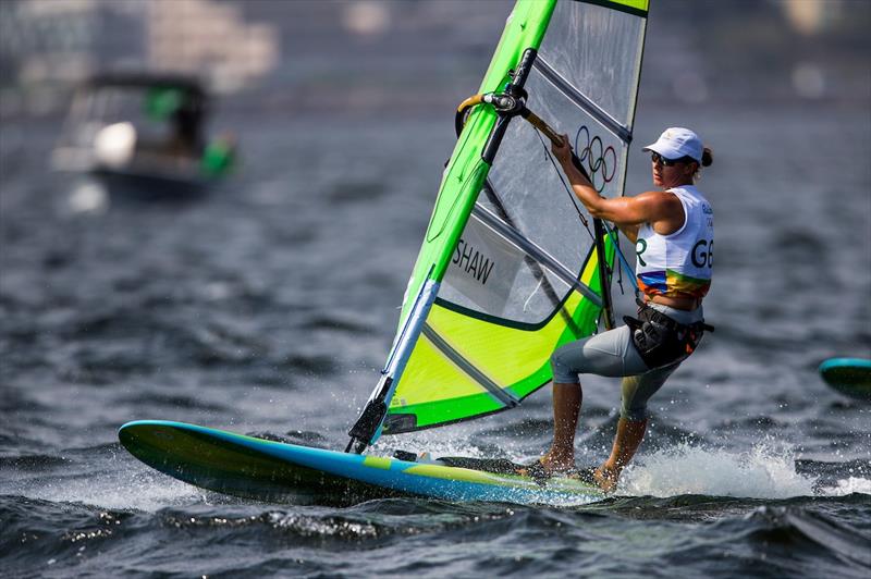 Bryony Shaw on Day 1 of the Rio 2016 Olympic Sailing Regatta photo copyright Sailing Energy / World Sailing taken at  and featuring the RS:X class