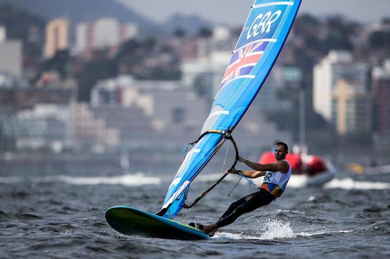 Nick Dempsey on Day 1 of the Rio 2016 Olympic Sailing Regatta photo copyright Sailing Energy / World Sailing taken at  and featuring the RS:X class
