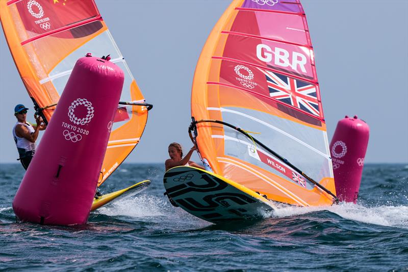 Emma Wilson (GBR) in the Women's RS:X on Tokyo 2020 Olympic Sailing Competition Day 2 photo copyright Sailing Energy / World Sailing taken at  and featuring the RS:X class