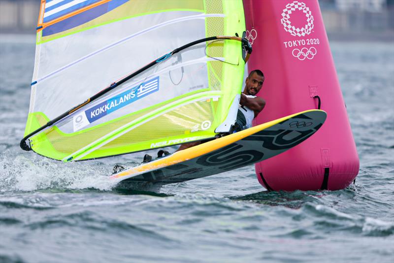 Byron Kokkalanis (GRE) in the Men's RS:X on Tokyo 2020 Olympic Sailing Competition Day 2 photo copyright Sailing Energy / World Sailing taken at  and featuring the RS:X class