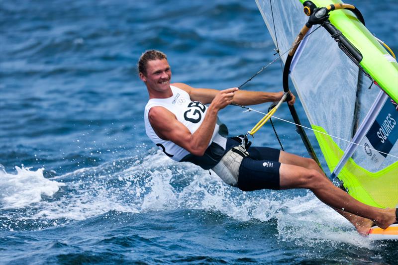 Tom Squires (GBR) in the Men's RS:X on Tokyo 2020 Olympic Sailing Competition Day 4 photo copyright Sailing Energy / World Sailing taken at  and featuring the RS:X class