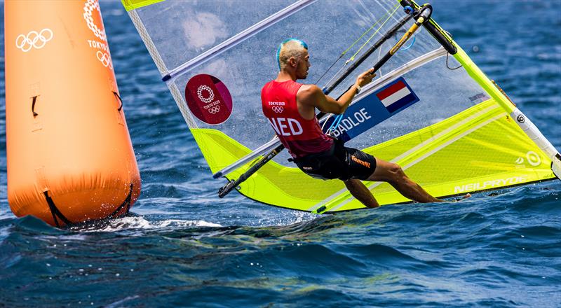Kiran Badloe (NED) in the Men's RS:X on Tokyo 2020 Olympic Sailing Competition Day 4 - photo © Sailing Energy / World Sailing