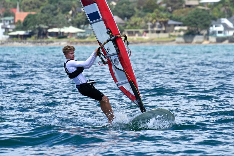 Max van der Zalm - RS:X Boys - NZL Youth Team, photo copyright Richard Gladwell taken at  and featuring the RS:X class