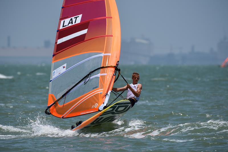 Mens RS:X - Day 3 of the Youth Sailing World Championships in Corpus Christi, Texas photo copyright James Tomlinson / / World Sailing taken at  and featuring the RS:X class