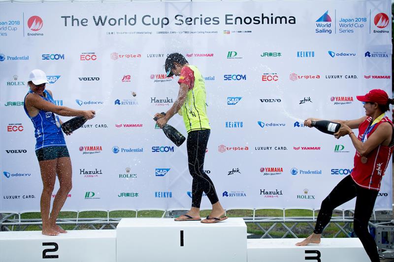 Women's RS:X podium at the Sailing World Cup, Enoshima photo copyright Jesus Renedo / Sailing Energy / World Sailing taken at  and featuring the RS:X class