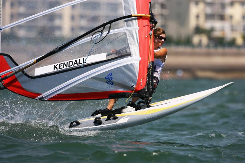 Barbara Kendall (NZL) competes in the RS:X class race,  2008 Olympic Games, Qingdao, China photo copyright Clive Mason / Getty / NZ Olympic Committee taken at  and featuring the RS:X class