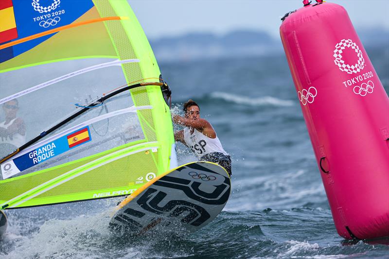 Angel Granda Roque (ESP) on Tokyo 2020 Olympic Sailing Competition Day 5 photo copyright Sailing Energy / World Sailing taken at  and featuring the RS:X class