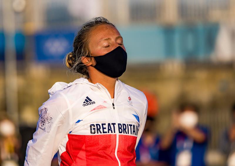 Emma Wilson wins bronze for Team GB in the women's windsurfer at the Tokyo 2020 Olympic Sailing Competition photo copyright Sailing Energy / World Sailing taken at  and featuring the RS:X class