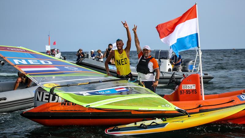 Kiran Badloe and Aaron McIntosh - Tokyo2020 - Day 7- July, 31, - Enoshima, Japan photo copyright Richard Gladwell - Sail-World.com / Photosport taken at  and featuring the RS:X class