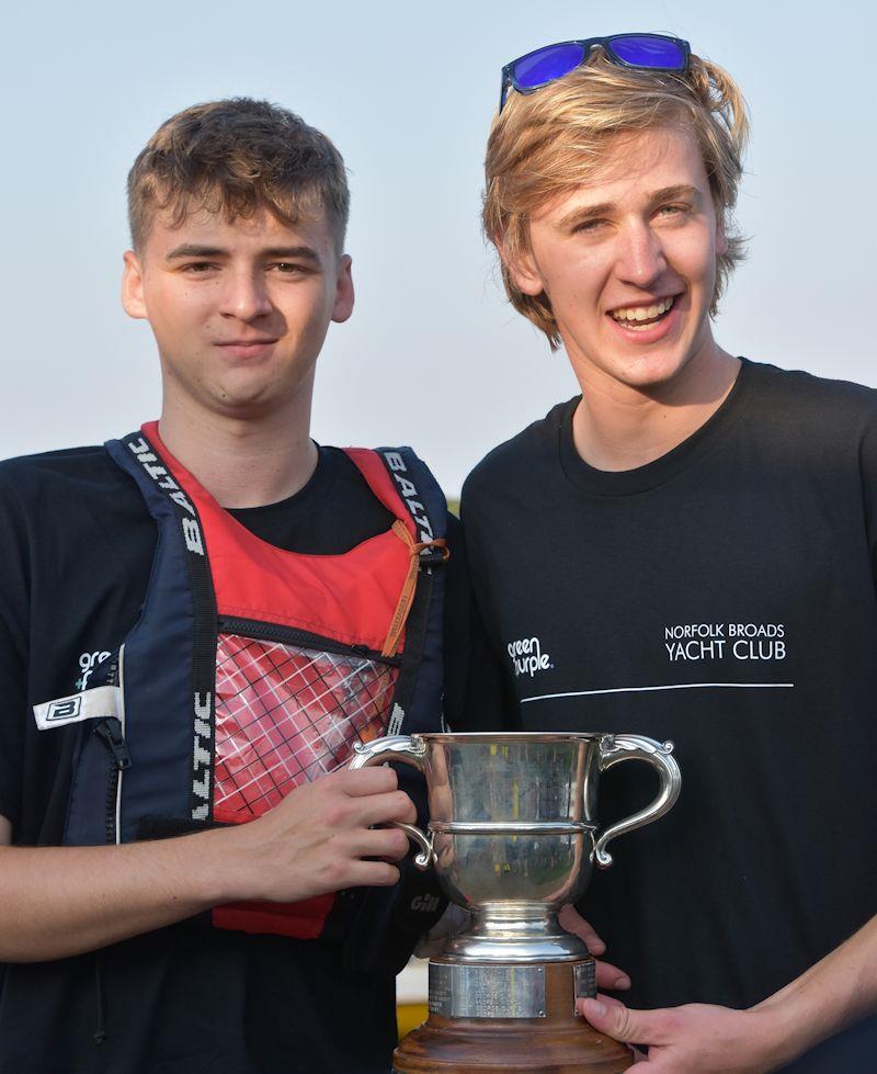 Johnnie Rudd and Sam Dernie win the Whelpton Cup - 29th Broadland Youth Regatta photo copyright Trish Barnes taken at Norfolk Broads Yacht Club and featuring the Norfolk Punt class