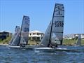 Close racing in the narrow river during the 2023 NS14 NSW State Titles © NSW NS14 Association