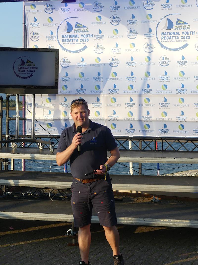 NSSA National Youth Regatta - William Whittaker, Draycote Water Sailing Club Commodore welcomes everyone photo copyright Fernhurst Books / Draycote Water Sailing Club taken at Draycote Water Sailing Club and featuring the NSSA class