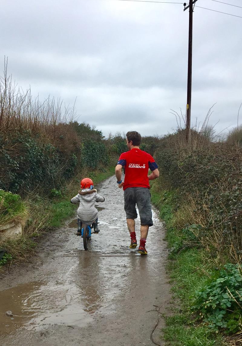 James Hardiman in training with daughter Libby cycling alongside - photo © Ocean Elements