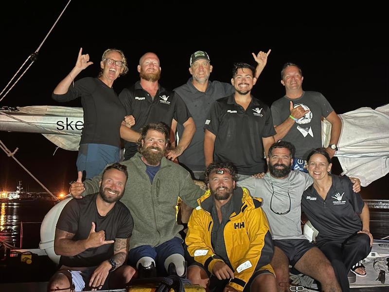 What a bunch of pirates !!! Living life every minute and totally out there - go Skeleton Crew !!! Arriving after their first transatlantic into the Azores, now on their way to the UK! OGR 2023 Adventure Class  - photo © Skeleton Crew
