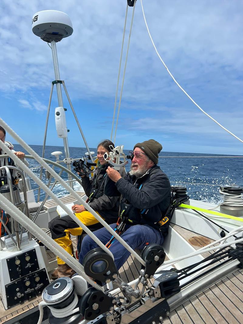 Wonder who is teaching who what? The oldest OGR entrant Campbell (73) training their youngest youth crew India - Ocean Globe Race - photo © OGR 2023 Outlaw / Spirit of Adelaide