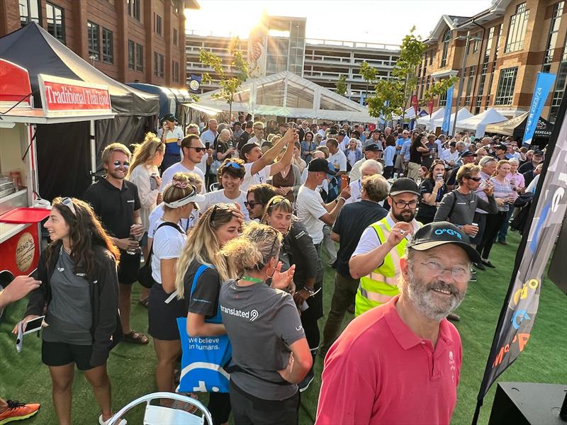 Party time with veterans and OGR crew mingling and soaking up the stories with over 1000 beers supplied by BOATSHED! photo copyright Aïda Valceanu / OGR2023 taken at  and featuring the Ocean Globe Race class