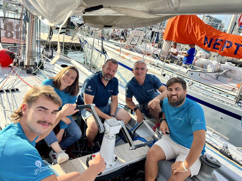 McIntyre Ocean Globe Race 2023 - In the foreground the youngest crew member on board L'Esprit d'Equipe, the naval architect Mathias Lestienne photo copyright Aïda Valceanu / OGR taken at  and featuring the Ocean Globe Race class