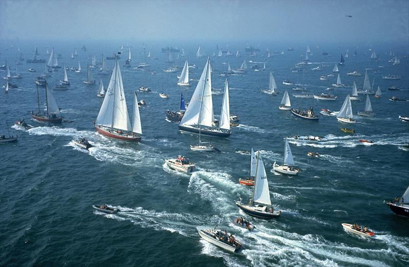 Circa 1973: Start of the first Whitbread Round the World Yacht Race with Chay Blyth's 'Great Britain II' leading Eric Tabarly's French entry 'Pen Duick VI' - photo © Bob Fisher / PPL