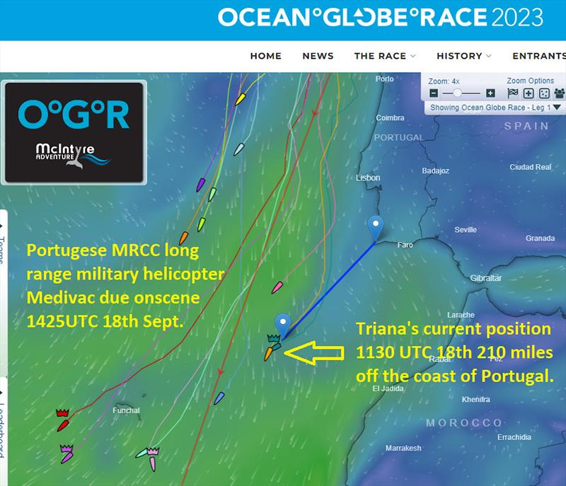 McIntyre Ocean Globe 2023 - Triana is currently 210 nautical miles South West of Portugal - photo © OGR2023