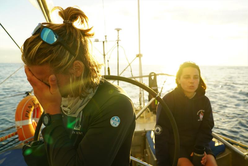 Tough day on board for the crew of Pen Duick VI? - Ocean Globe Race photo copyright Pen Duick VI / OGR2023 taken at  and featuring the Ocean Globe Race class