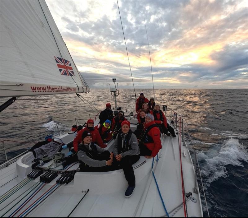 A happy crew on Maiden during leg 1 of the Ocean Globe Race - photo © Maiden / OGR2023
