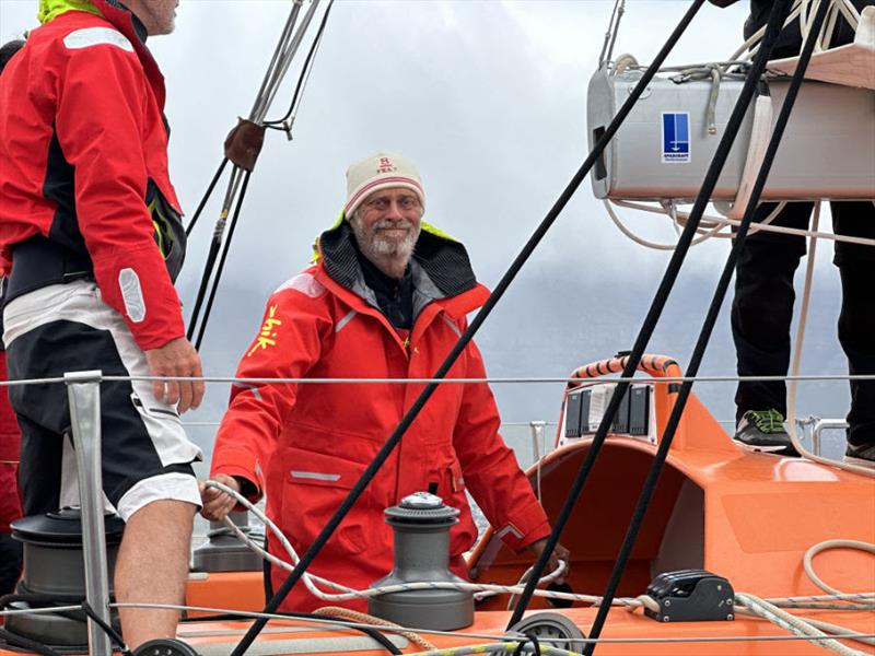 Skipper Tanneguy Raffray all smiles on arrival to Cape Town photo copyright OGR2023 / Rob Havill taken at  and featuring the Ocean Globe Race class