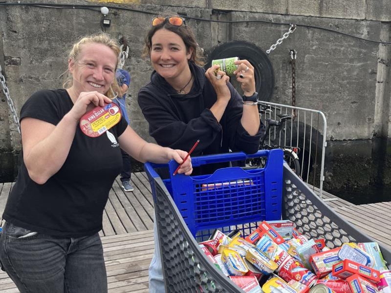 Triana crew have been shopping. Nolwen and Margault busy stocking up - 2023 Ocean Globe Race - photo © OGR2023 / Jacqueline Kavanagh