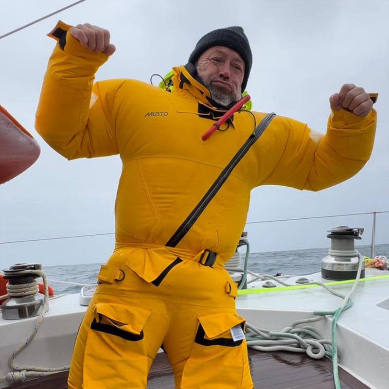 Glenn clearly enjoying the food onboard Outlaw photo copyright OGR2023 / Outlaw taken at  and featuring the Ocean Globe Race class