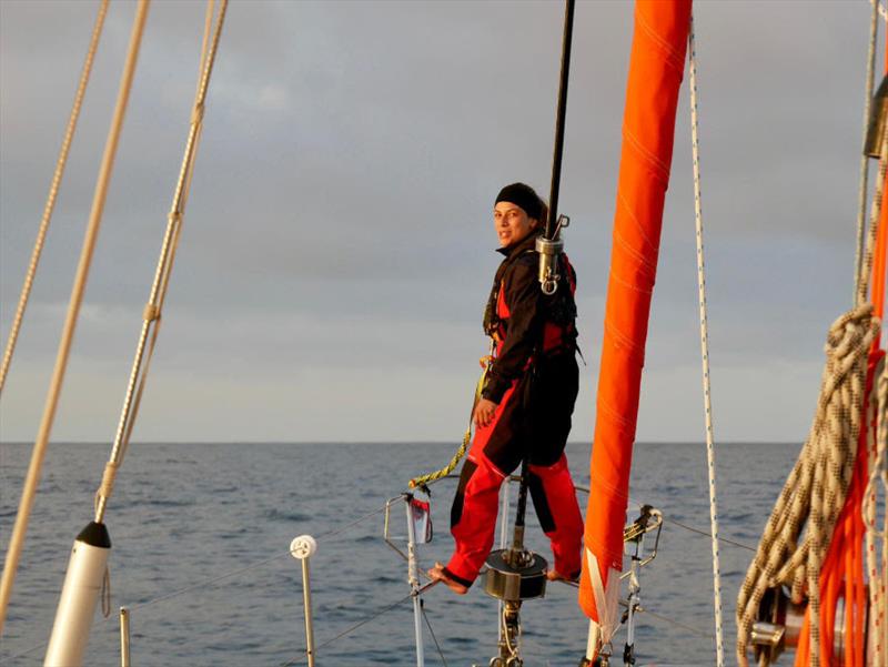 Explorer's Juliette Bousquet keeping a watchful eye on the incoming storm - photo © OGR2023 / Explorer