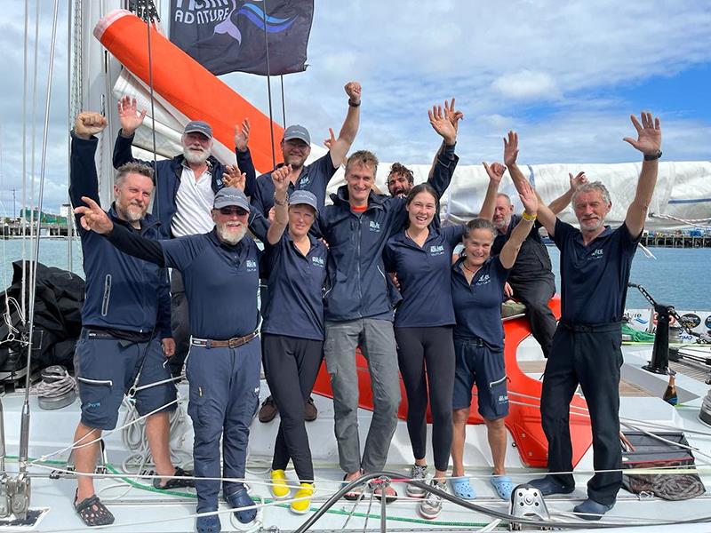 Ready for a champagne shower, or some kind of shower at least - Ocean Globe Race 2023 photo copyright OGR2023  / Jacqueline Kavanagh taken at  and featuring the Ocean Globe Race class