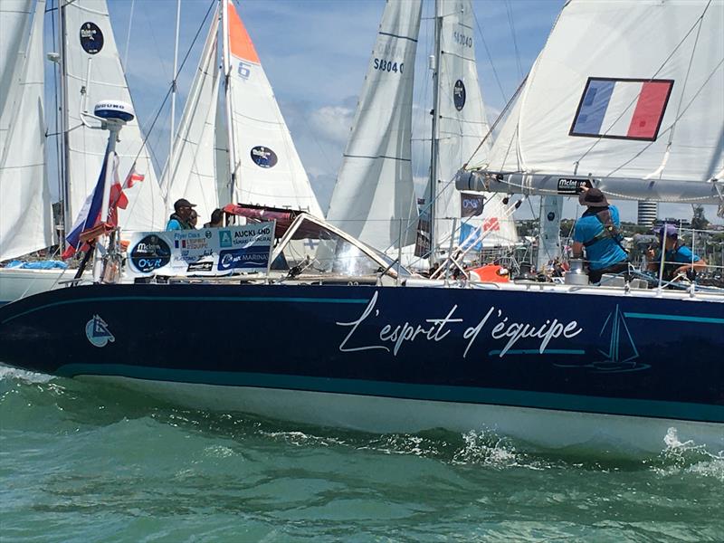 The short start line in front of the New Zealand Yacht Squadron made for a spaghetti junction start - photo © Marco Ausderau / OGR2023