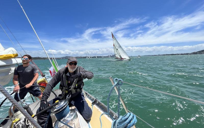 Marco Trombetti was delighted with the race start and is back at the top of the fleet - with a few new friends from the fleet for company - photo © OGR2023 / Translated 9