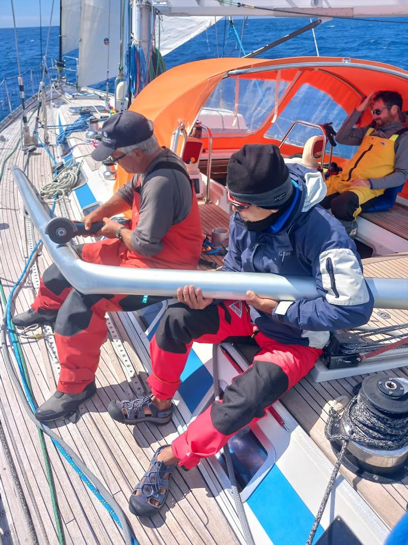 The crew of Sterna proved their resilience once again with skipper Jeremy Bagshaw using their angle grinder to manufacture a new staysail pole - photo © Sterna / Allspice Yachting / OGR2023-24