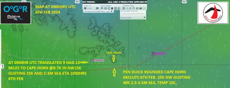 Pen Duick VI rounding Cape Horn at 0451 UTC on 6th February 2024 - photo © OGR2023